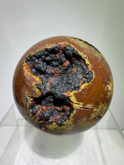 Red Fox Agate Sphere. 77mm. High Quality Druzy Crater Agate From Turkey. Stunning Rare Botryoidal Nodules