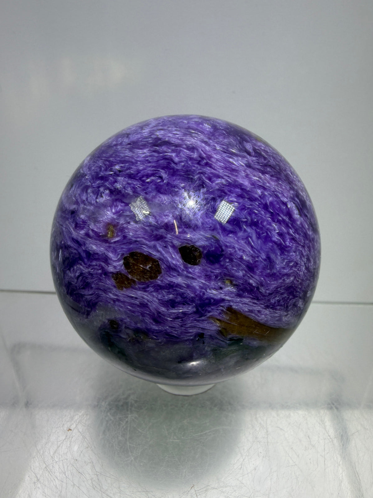 Charoite Crystal Sphere. 50mm. High Quality Beautiful Crystal. Amazing Patterns And Flash. Stunning Rare Crystal