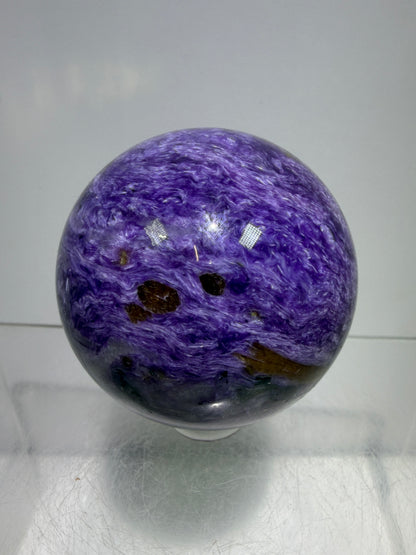 Charoite Crystal Sphere. 50mm. High Quality Beautiful Crystal. Amazing Patterns And Flash. Stunning Rare Crystal