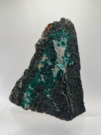 Libethenite Crystal Specimen. Extremely Rare Mixed Mineral Specimen With Malachite And Chrysocolla. Stunning Large Display Crystal.