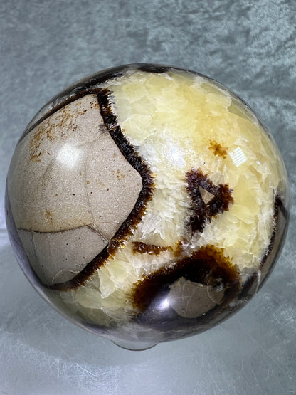 Septarian Crystal Sphere. 65mm. Amazing Dragons Egg Display Crystal. Extraordinary Mineral From Madagascar.