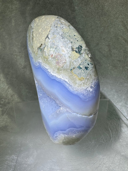Blue Lace Agate Freeform. Gorgeous Sugar Druzy Polished Freeform From Malawi. Rare Mineral Specimen.