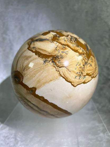 Picture Jasper Sphere. 125mm, 5.5lbs. Huge Rare Display Sphere. Amazing One Of A Kind Crystal From Namibia.