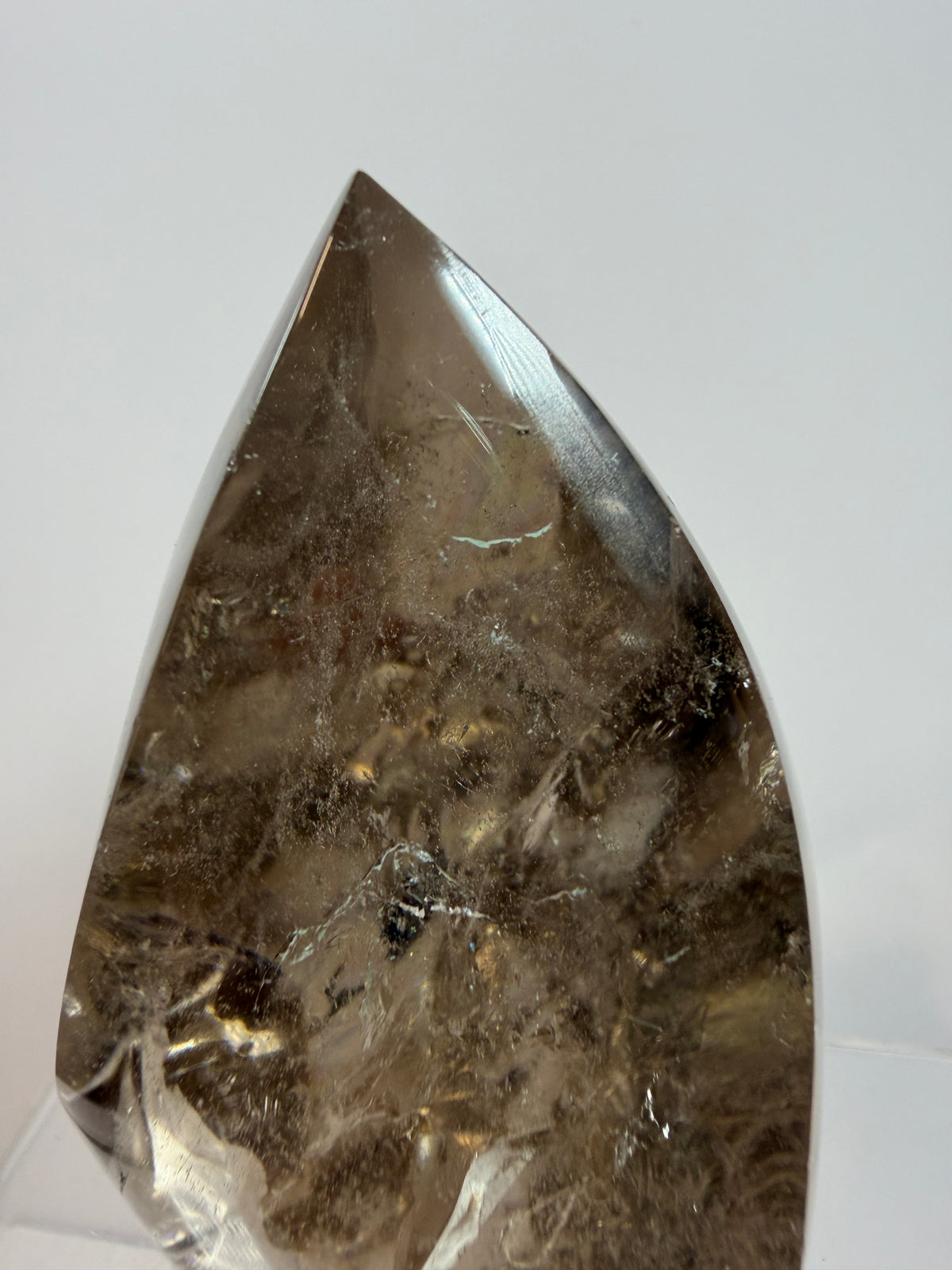 Smoky Quartz Crystal Flame. Huge Rainbows! Gorgeous Polished Flame From Brazil. Beautiful Display Crystal
