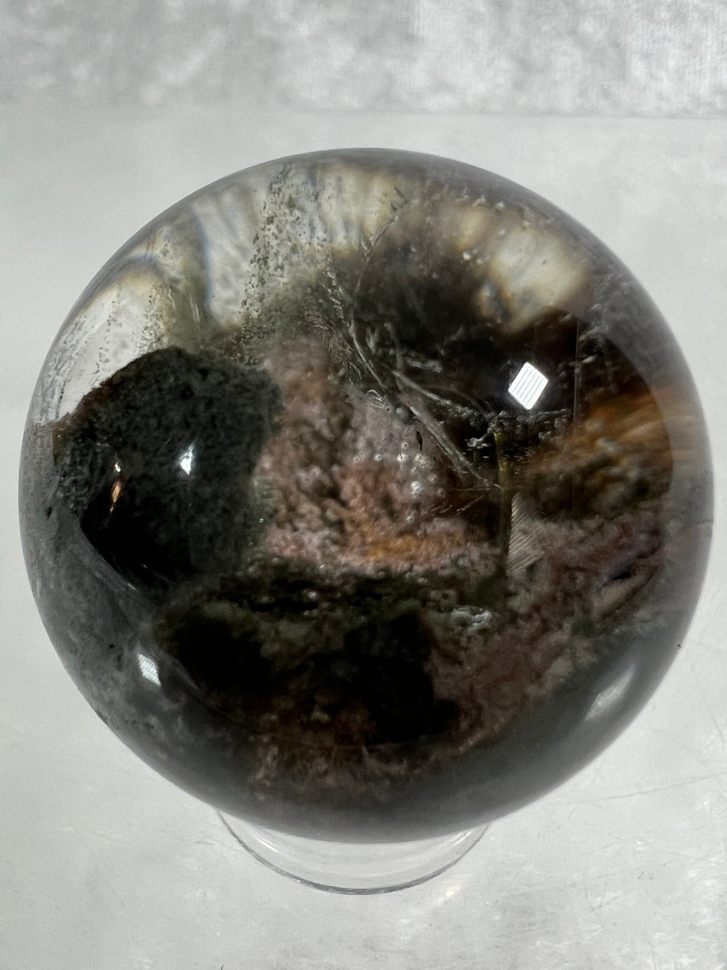 Garden Quartz Lodolite Sphere. Amazing High Quality Four Seasons Landscape.