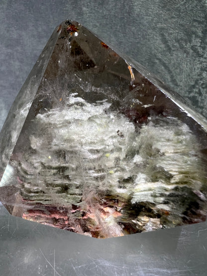 Garden Quartz Polished Freeform. Beautiful Green And Red Landscape Quartz. Amazing Polished Lodolite Freeform.