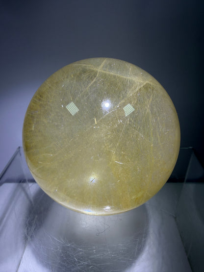 Rutile Quartz Sphere. 59mm. Stunning Fine Rutiles With Lots Of Flash. Beautiful Display Sphere.