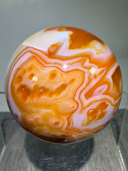 Carnelian Agate Sphere. Beautiful Colors And Patterns