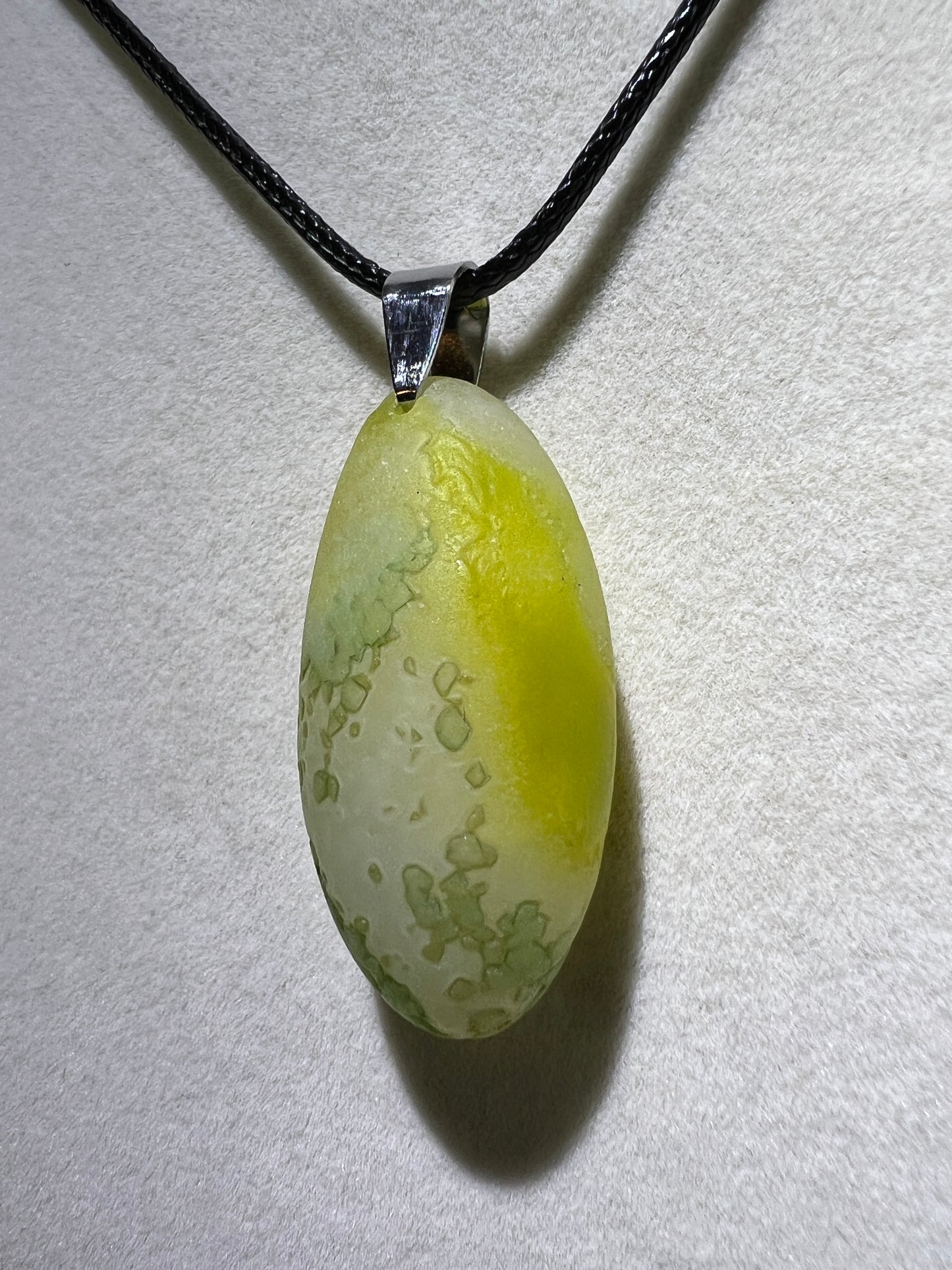 Gobi Agate Pendant. Colorful Green And Yellow Gobi Desert Agate. World Famous Rare Botryoidal Chalcedony. Very Unique Crystal Necklace!