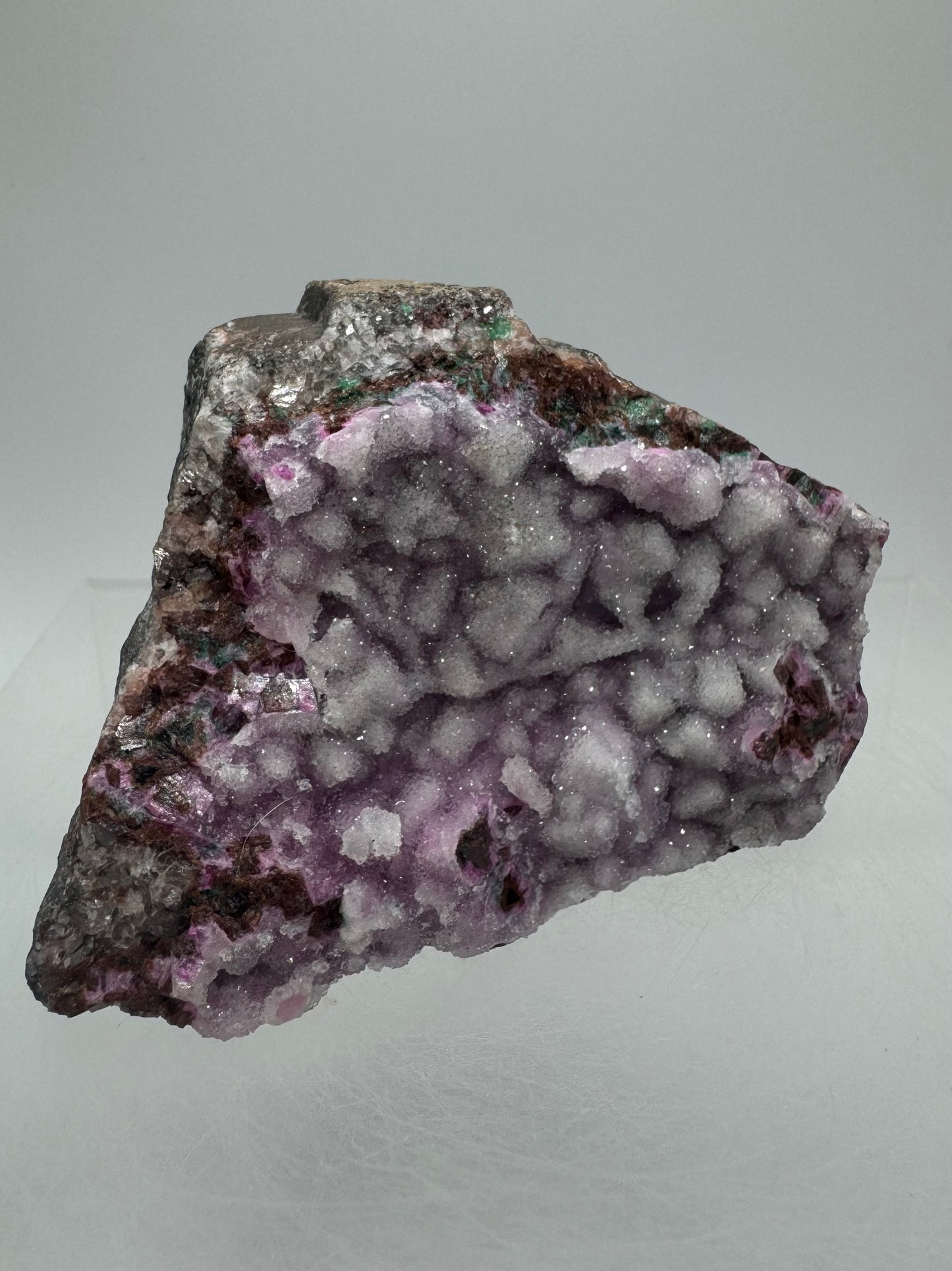 Salrose And Malachite Specimen. Rare Druzy With Gorgeous Colors And Crystals. Stunning Cobaltion Dolomite Specimen From The Congo.