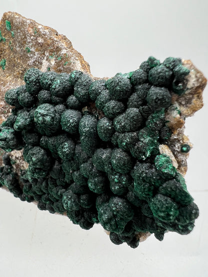 Ball Malachite On A Flashy Dolomite Matrix. Stunning Rare Malachite From Congo. Amazing Mineral Display Specimen.