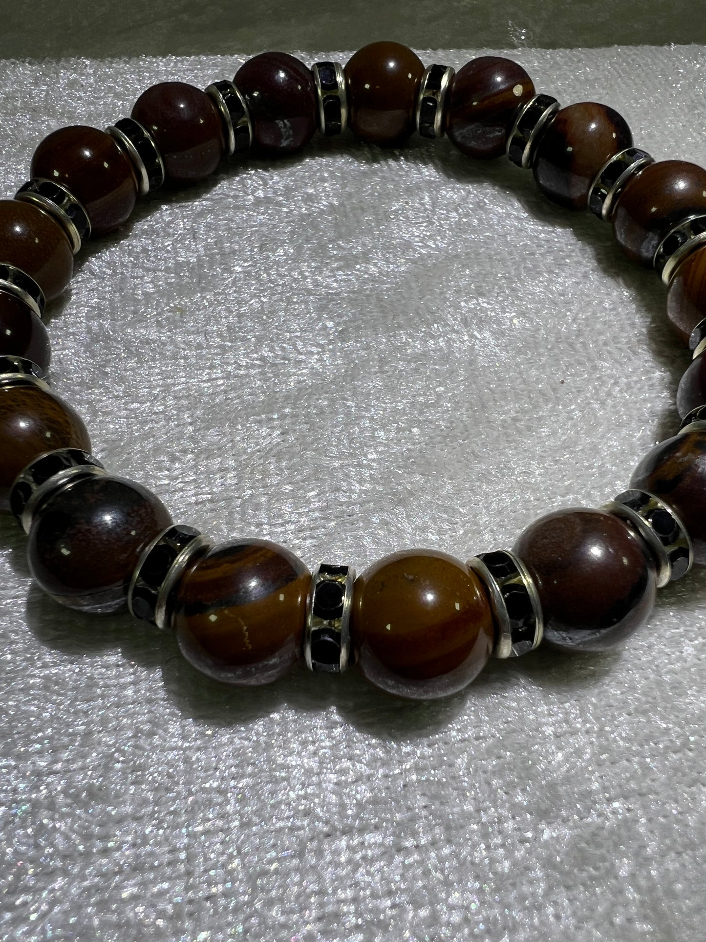 Tiger Iron Crystal Bead Bracelet. 10mm. Gorgeous Rare Crystal Bracelet With Amazing Spacers.
