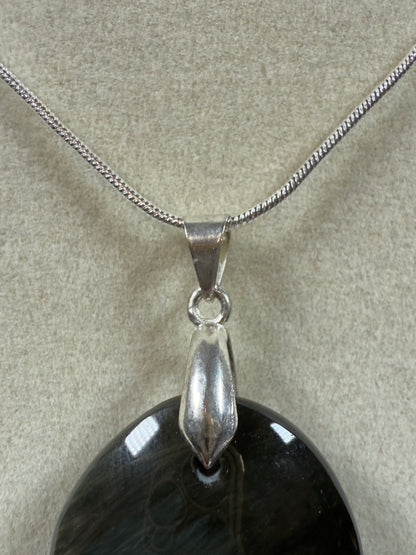 Velvet Obsidian Crystal Pendant. Rare Obsidian Cabochon. High Quality Jewelry