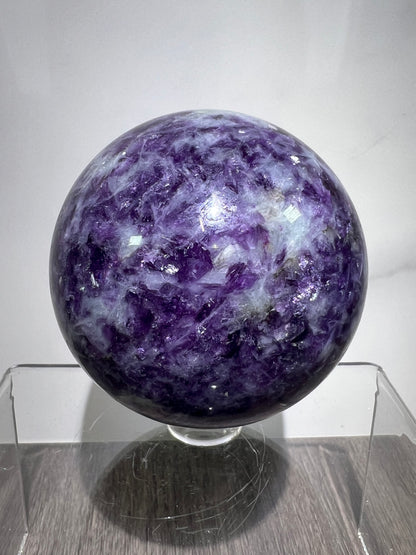 Lepidolite Purple Mica Sphere. 61mm. Gorgeous Flashy Mica Display Crystal.