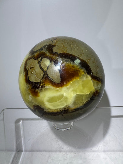 Septarian Crystal Sphere. 63mm. Amazing Dragons Egg Display Crystal. Incredible Mineral From Madagascar.