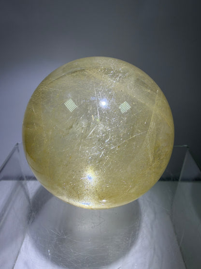 Rutile Quartz Sphere. 59mm. Stunning Fine Rutiles With Lots Of Flash. Beautiful Display Sphere.