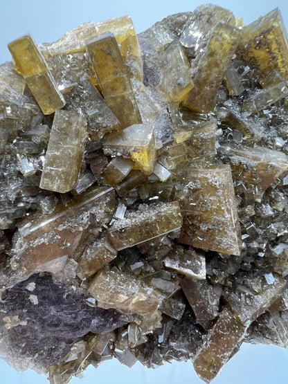 Golden Yellow Barite On A Fluorite Matrix. XL Stunning Mixed Mineral Specimen. Amazing Botryoidal Fluorite.