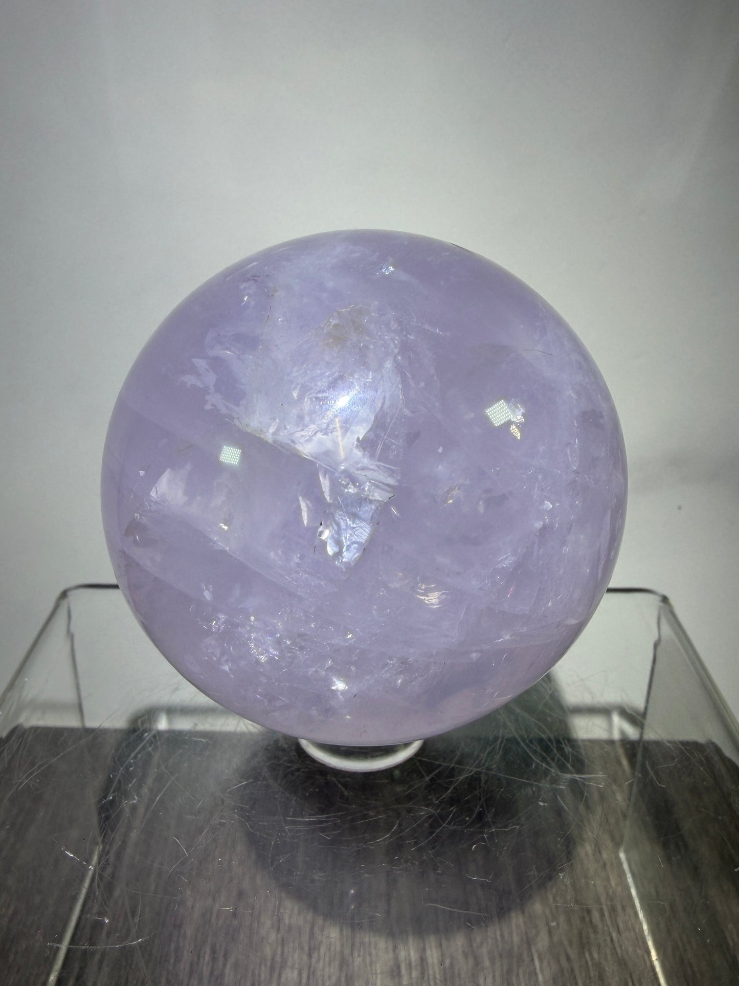 Lavender Rose Quartz Sphere. Rare Color Rose Quartz With Rainbows And Asterisms. High Quality Display Sphere.