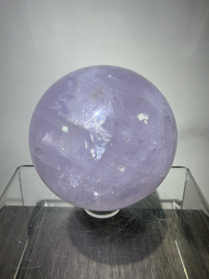 Lavender Rose Quartz Sphere. Rare Color Rose Quartz With Rainbows And Asterisms. High Quality Display Sphere.