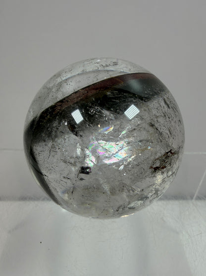 Garden Quartz Lodolite Sphere. 48mm. High Quality Landscape Quartz With Rainbows. Scenic Quartz With Excellent Clarity