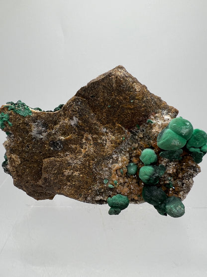 Ball Malachite On A Flashy Dolomite Matrix. Stunning Rare Malachite From Congo. Amazing Mineral Display Specimen.
