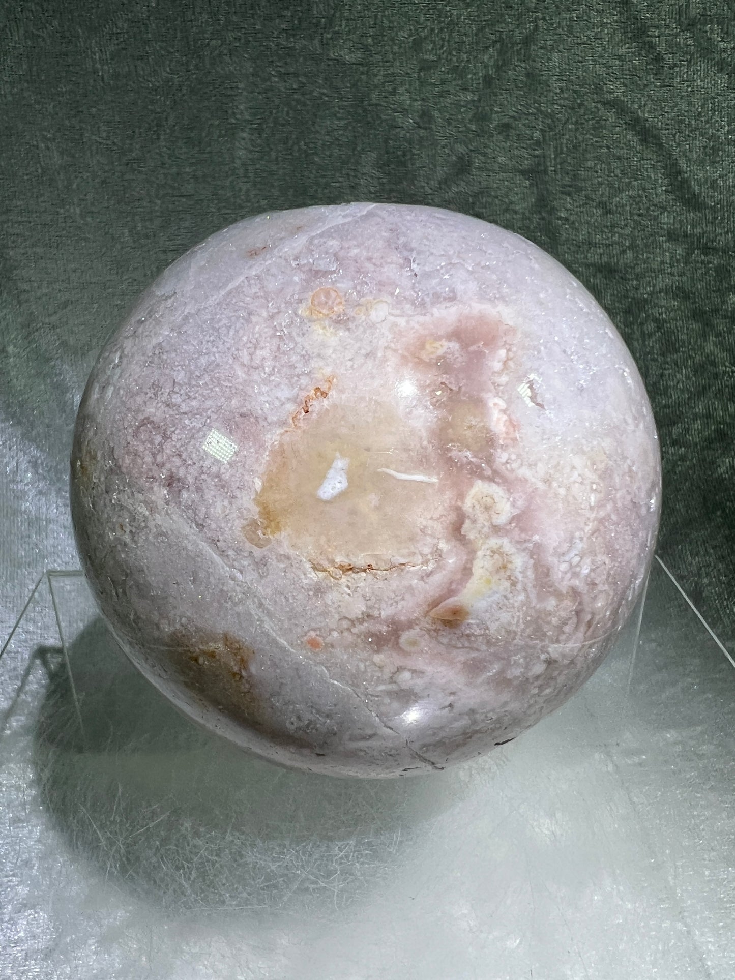 Flower Agate Sphere. 85mm. Gorgeous Purple Flower Druzy. Beautiful Combination Of Flower Agate And Amethyst. Amazing Display Sphere.