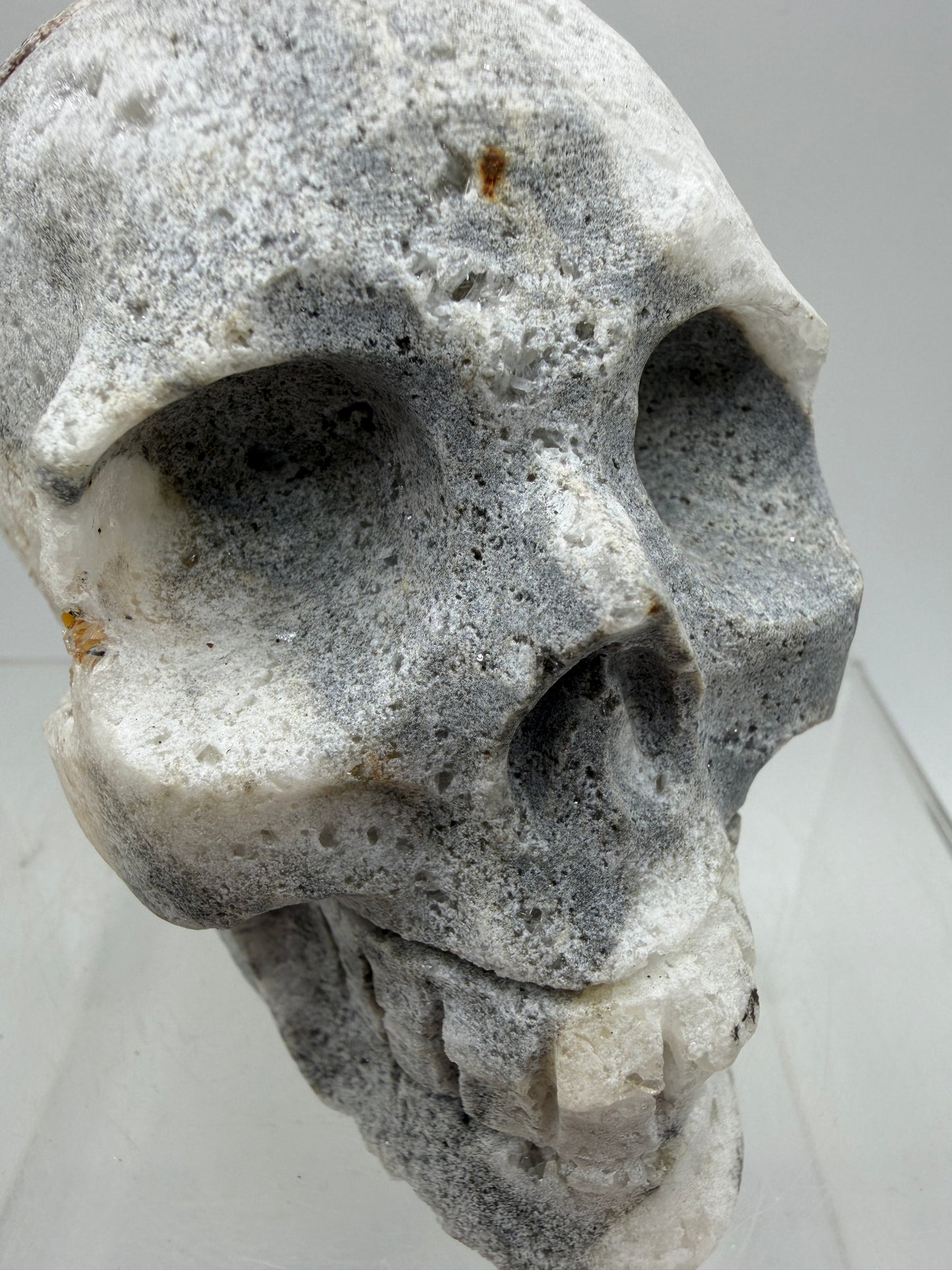 Quartz Cluster Skull Carving. Very Unique And Interesting Display Crystal