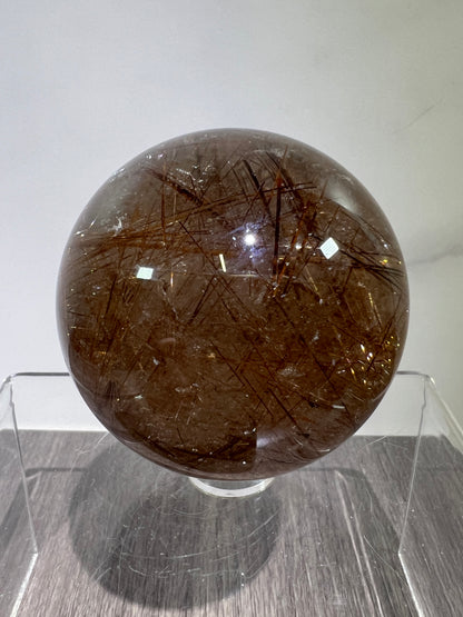 Copper Rutile Quartz Sphere. 53mm. Amazing Copper Rutilated Quartz. Stunning Rare Display Sphere