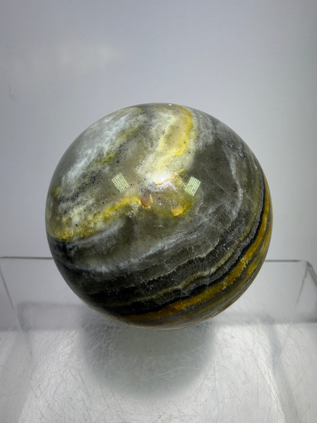 Banded Agate Sphere From Brazil. 57mm. Rare Colors And Patterns On This High Quality Display Sphere