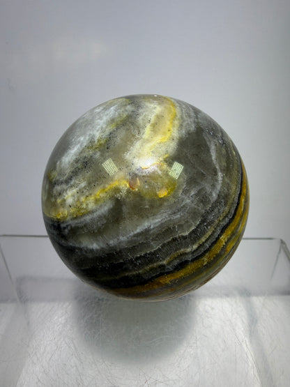 Banded Agate Sphere From Brazil. 57mm. Rare Colors And Patterns On This High Quality Display Sphere