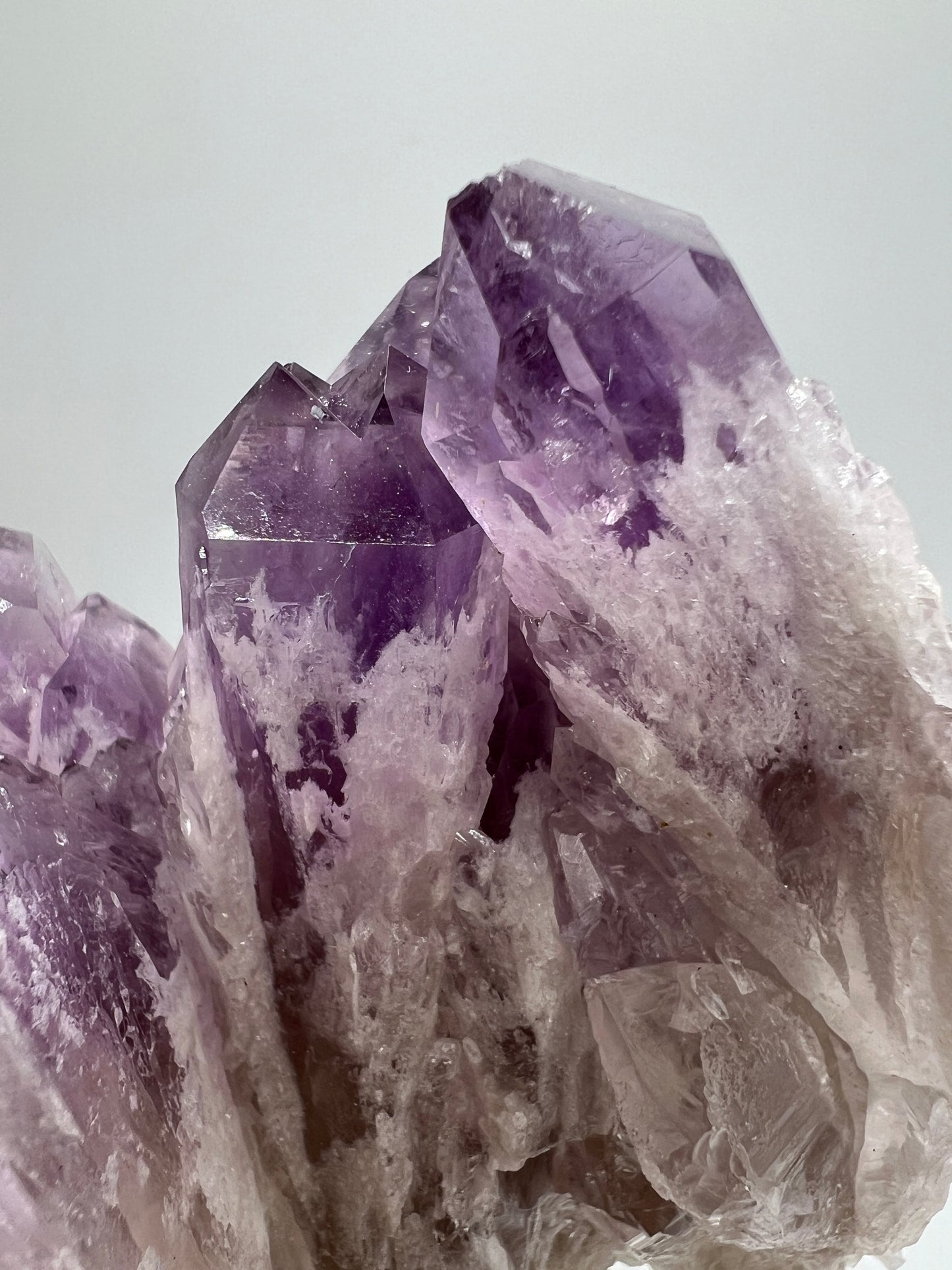Sugar Amethyst Cluster. Beautiful Shades Of Lavender With White Druzy Quartz. Beautiful Rare Amethyst Specimen From Zambia