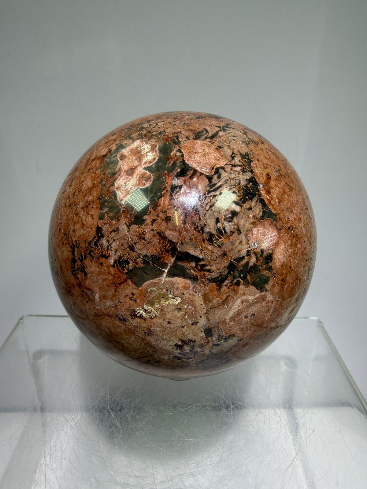 Fire Calcite Crystal Sphere. 74mm. Amazing New Material. Beautiful Large Display Sphere With Nice UV Reaction.