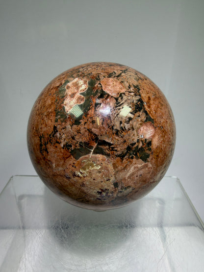 Fire Calcite Crystal Sphere. 74mm. Amazing New Material. Beautiful Large Display Sphere With Nice UV Reaction.