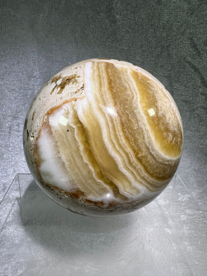 Amber Calcite Druzy Sphere. 96mm. Amazing Patterns With Incredible Druzy. Gorgeous Display Sphere.
