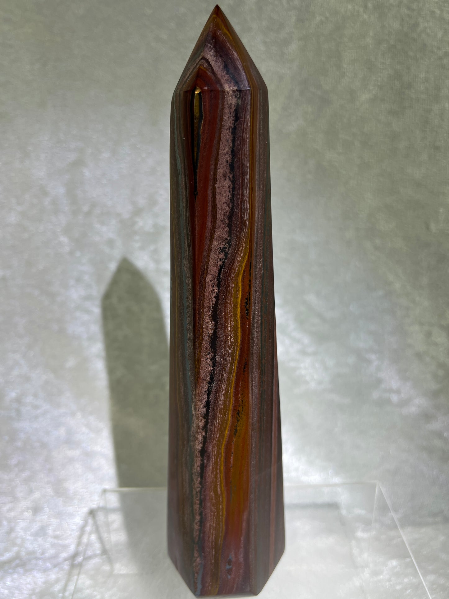 Tiger Iron Crystal Tower. 8.6 Inches. Gorgeous High Quality Tower With Stunning Patterns And Amazing Flash.