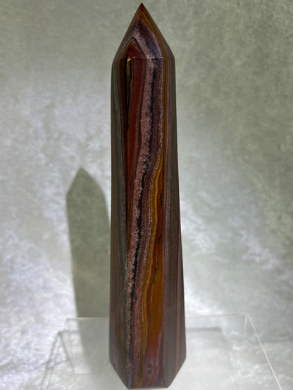 Tiger Iron Crystal Tower. 8.6 Inches. Gorgeous High Quality Tower With Stunning Patterns And Amazing Flash.