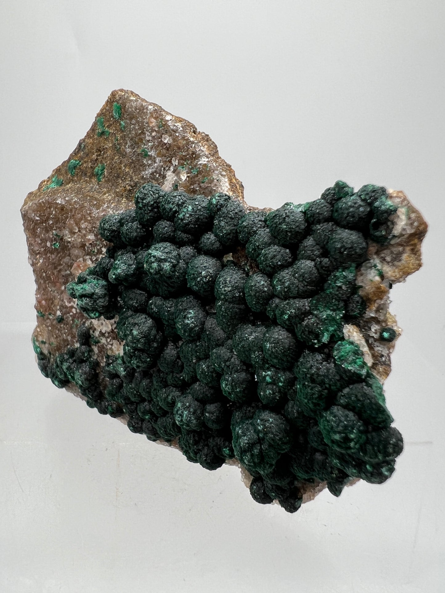 Ball Malachite On A Flashy Dolomite Matrix. Stunning Rare Malachite From Congo. Amazing Mineral Display Specimen.
