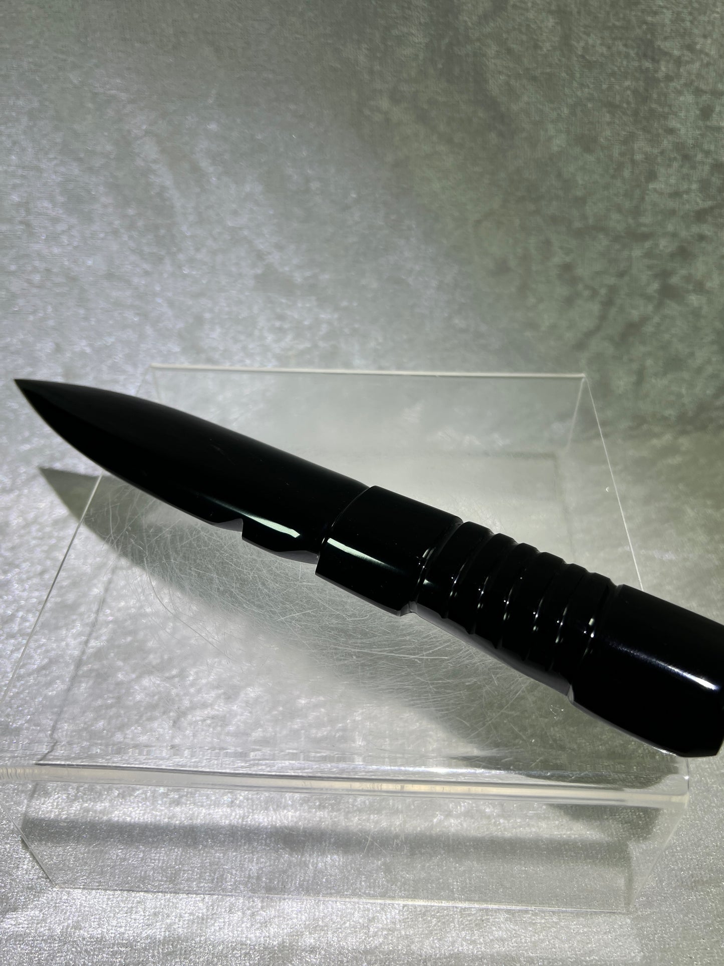 Black Obsidian Dagger Carving. 9 Inches Long. Amazing Crystal Display Carving.