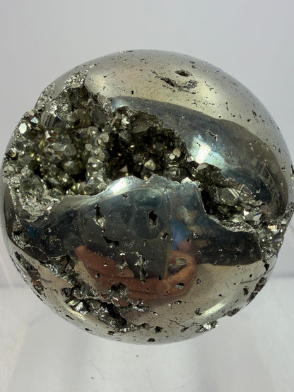 Pyrite Crystal Sphere. 60mm. Druzy World Class Display Sphere From Peru. Gorgeous Top Quality Cubic Druzy