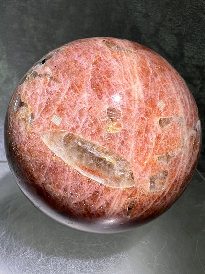 Sunstone Crystal Sphere. 76mm. Gorgeous Confetti Sunstone Sphere. High Quality Display Crystal