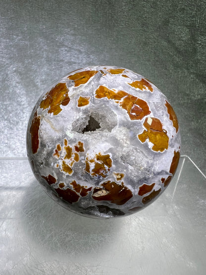 Indonesian East Java Plume Agate Sphere. 65mm. Amazing Druzy, Colors, And Patterns. Gorgeous Rare Crystal.