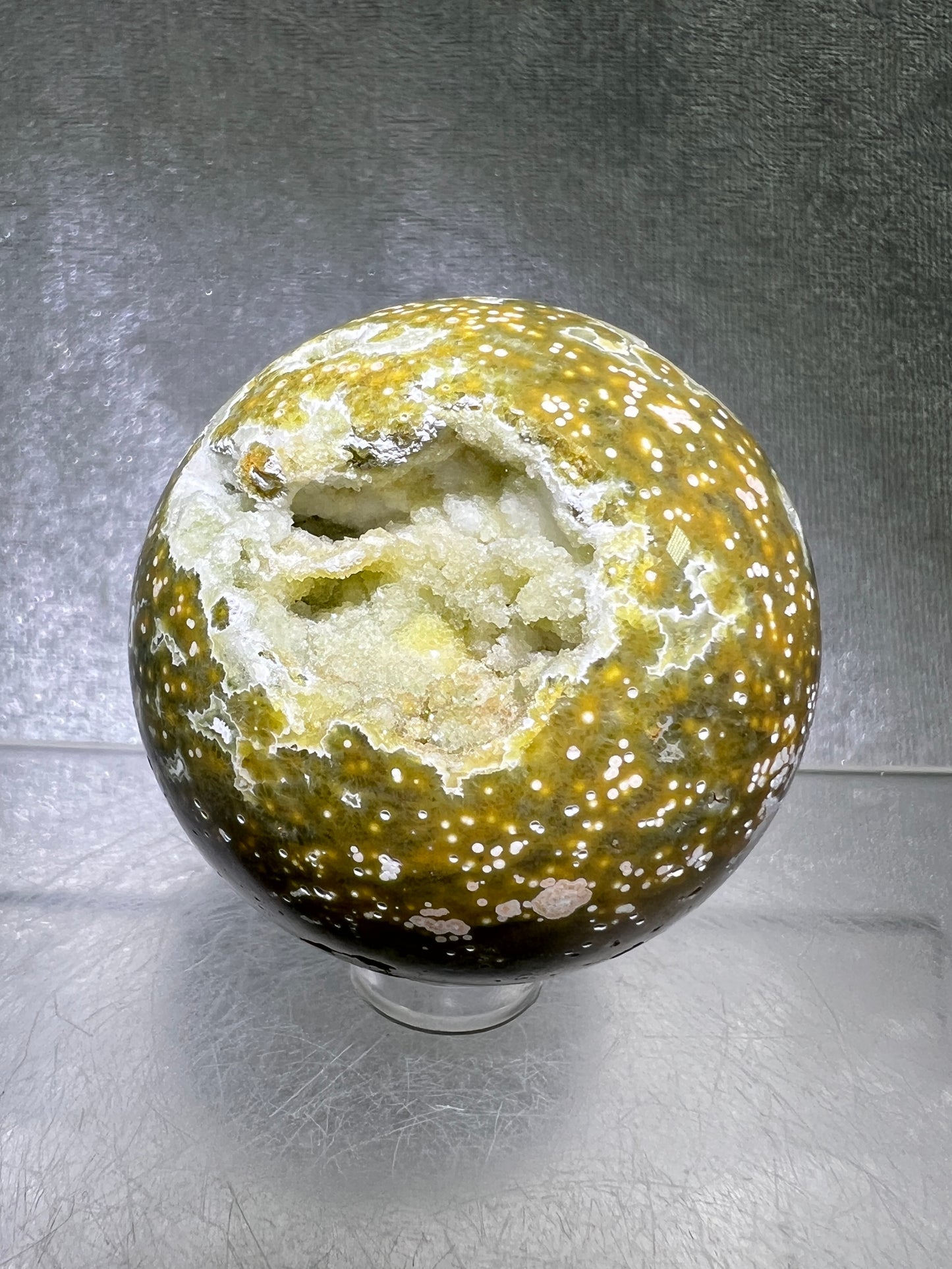 Ocean Jasper Sphere. Beautiful Sugar Druzy Sphere. High Quality Amazing Display Crystal