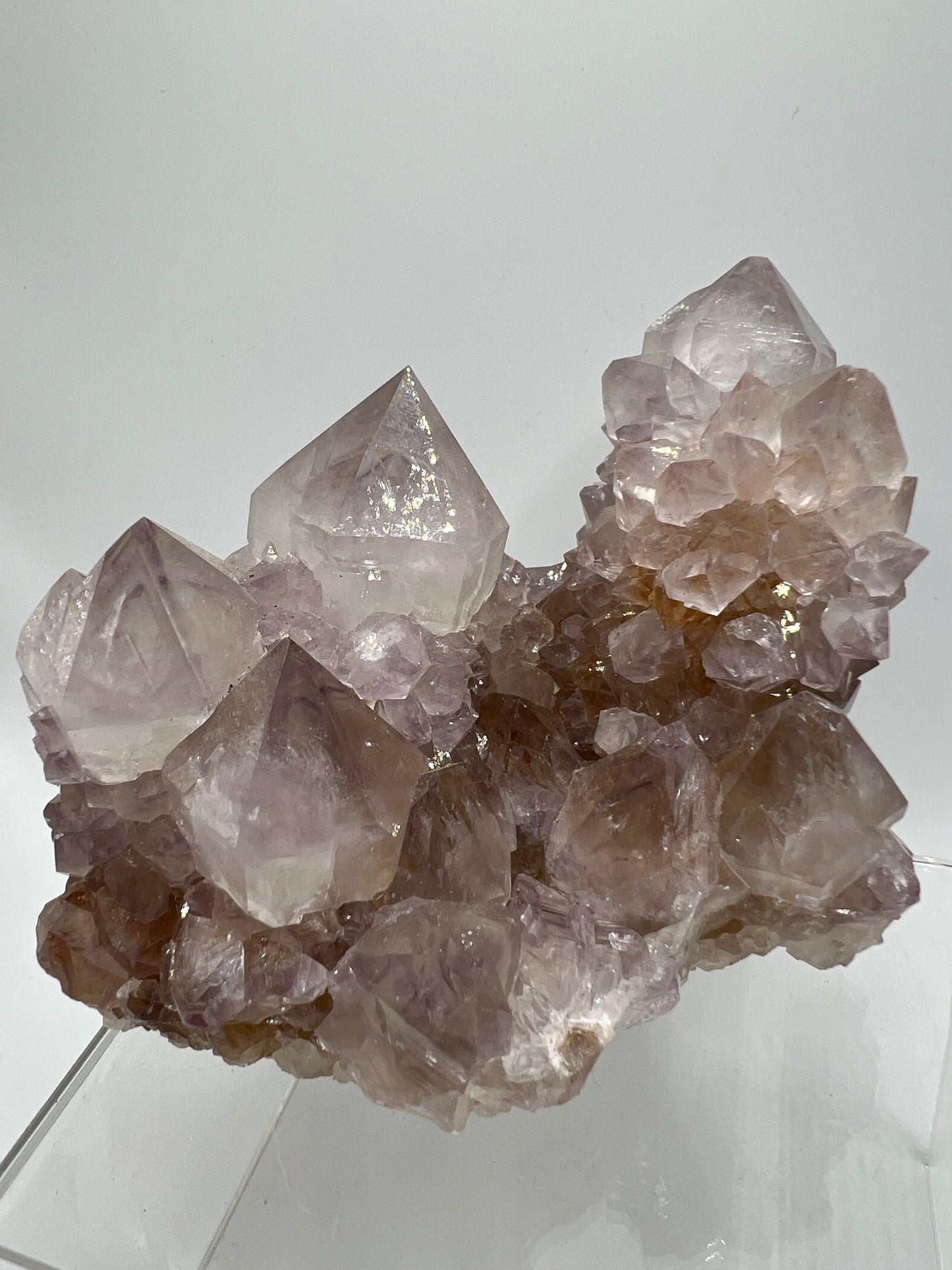 Spirit Quartz Cluster. Very High Quality Mineral Specimen. Amazing Points With Hematite Inclusions. Beautiful Cactus Quartz, Fairy Quartz From South Africa.