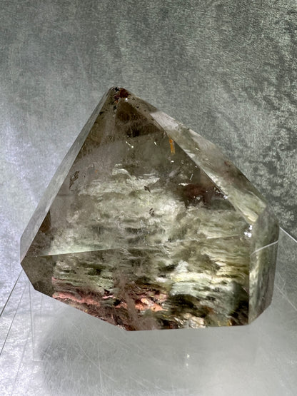 Garden Quartz Polished Freeform. Beautiful Green And Red Landscape Quartz. Amazing Polished Lodolite Freeform.