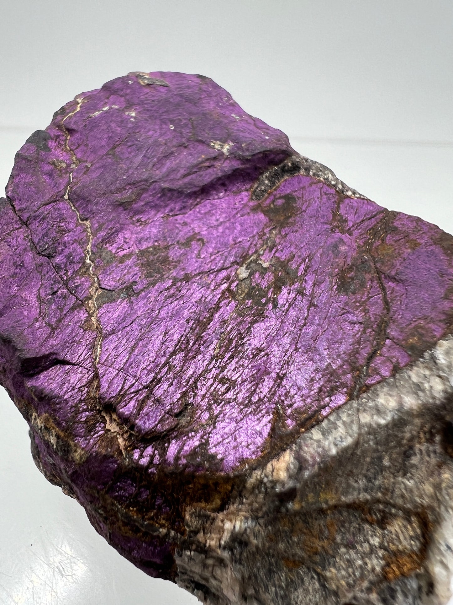 Purpurite Mineral Specimen. Gorgeous Raw Purpurite Display Crystal From Erongo, Namibia. Beautiful Purple Flash!