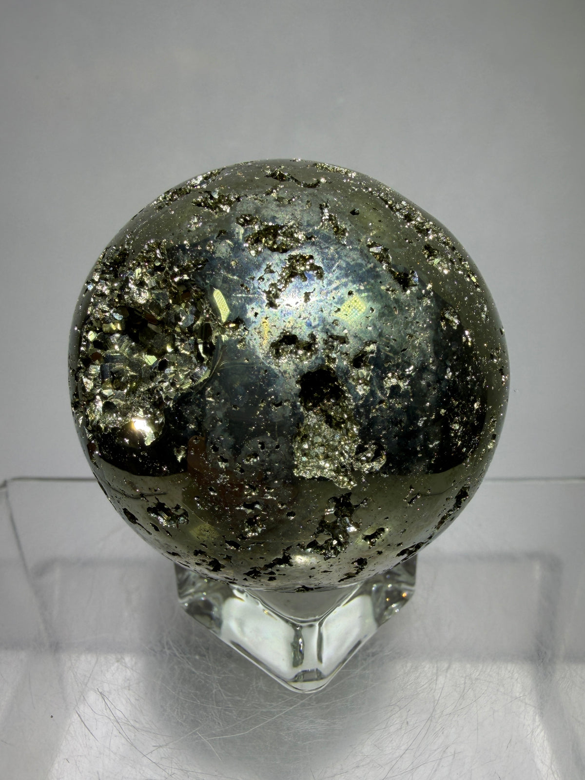 Pyrite Crystal Sphere. 52mm World Class Display Sphere From Peru. Gorgeous Top Quality Cubic Druzy