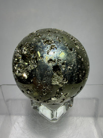 Pyrite Crystal Sphere. 52mm World Class Display Sphere From Peru. Gorgeous Top Quality Cubic Druzy