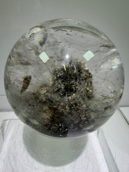 Garden Quartz Lodolite Sphere. 70mm. High Quality Landscape Quartz. Beautiful Large Display Sphere