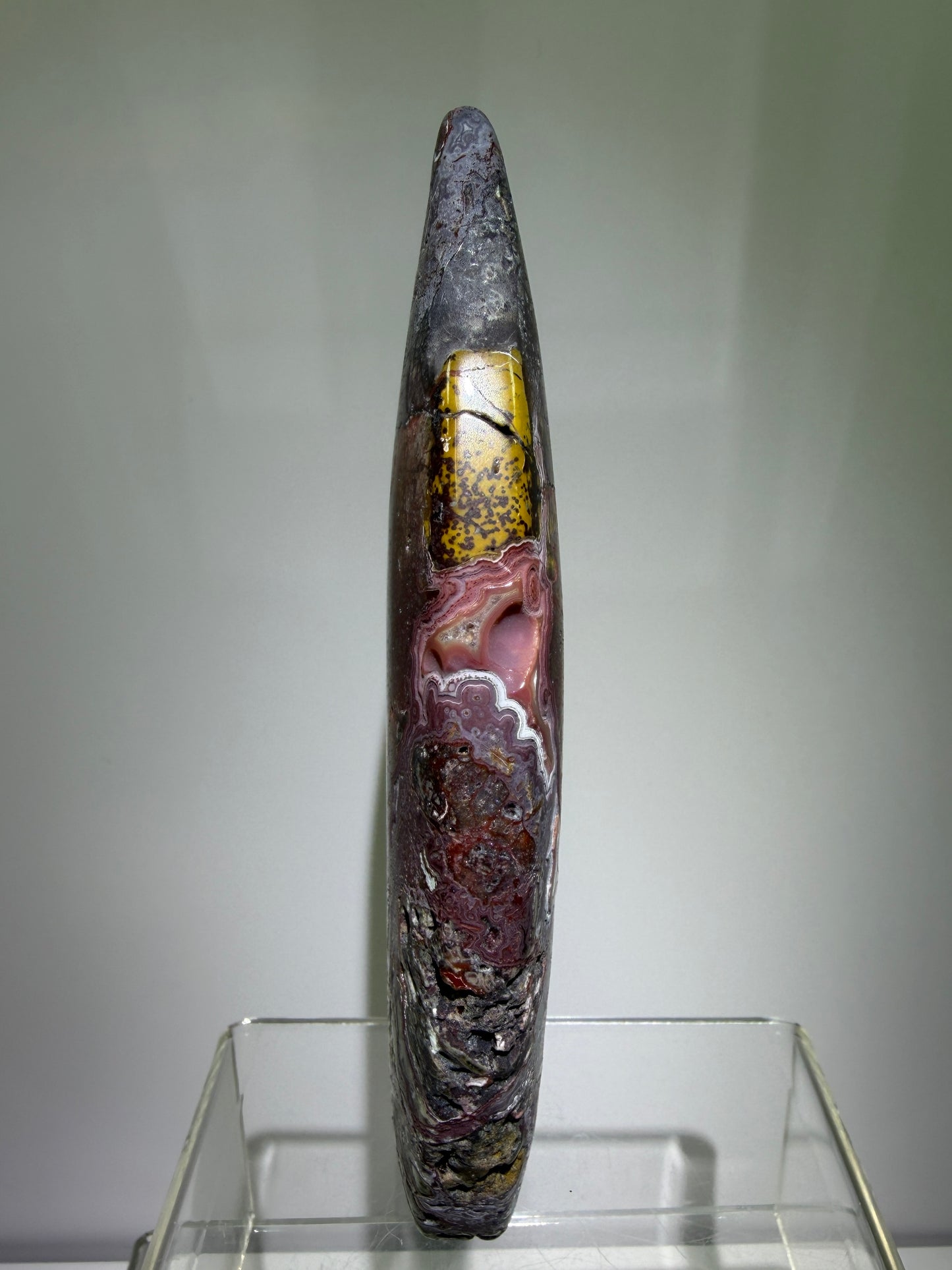 Mexican Crazy Lace Agate Flame. Druzy Polished Freeform Flame. Gorgeous Pinks And Purples