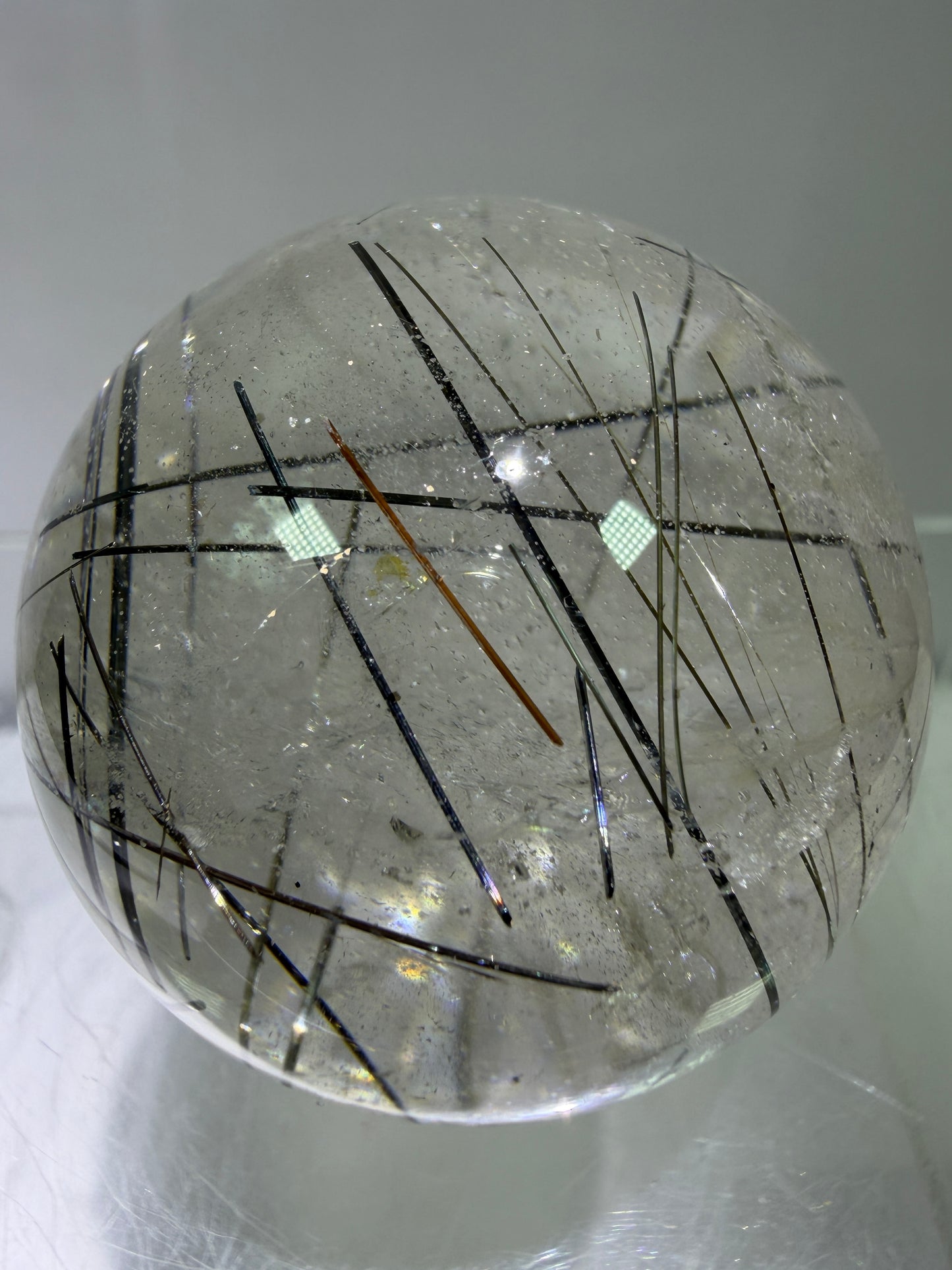 Rutile Quartz Sphere. 43mm. Amazing Combination Of Gold, Copper, And Black Rutilated Quartz. Very Rare Display Sphere